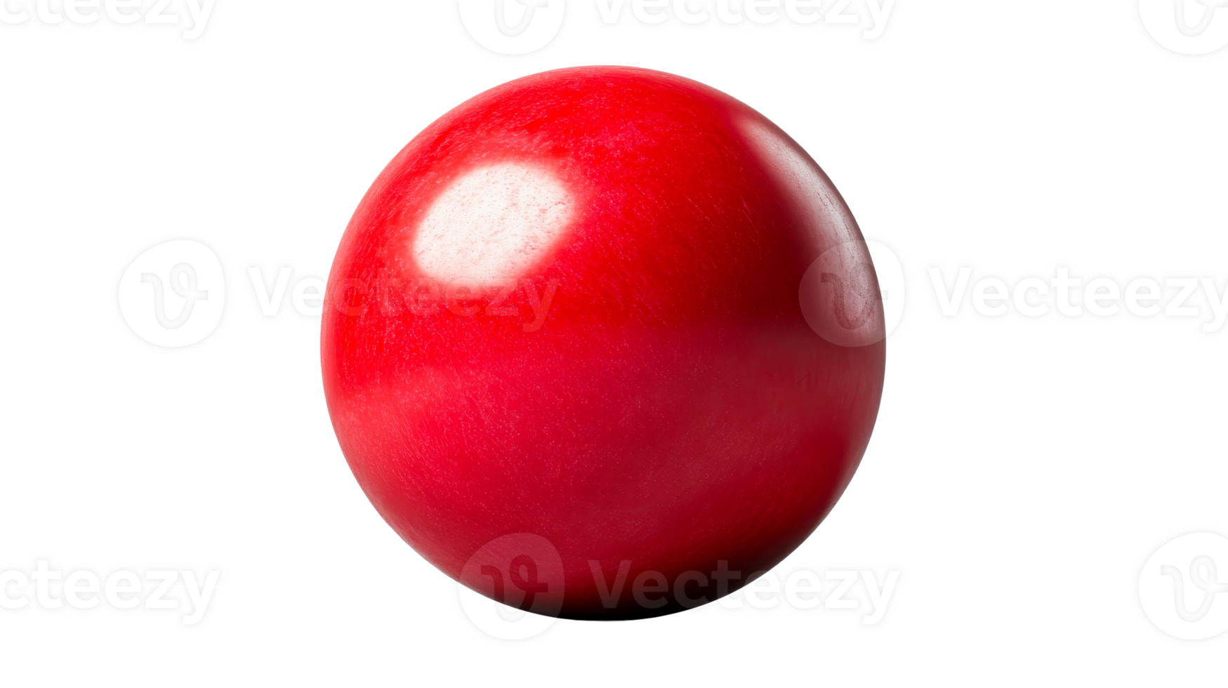 Red sphere with a light glare, isolated on black background, cut out transparent png