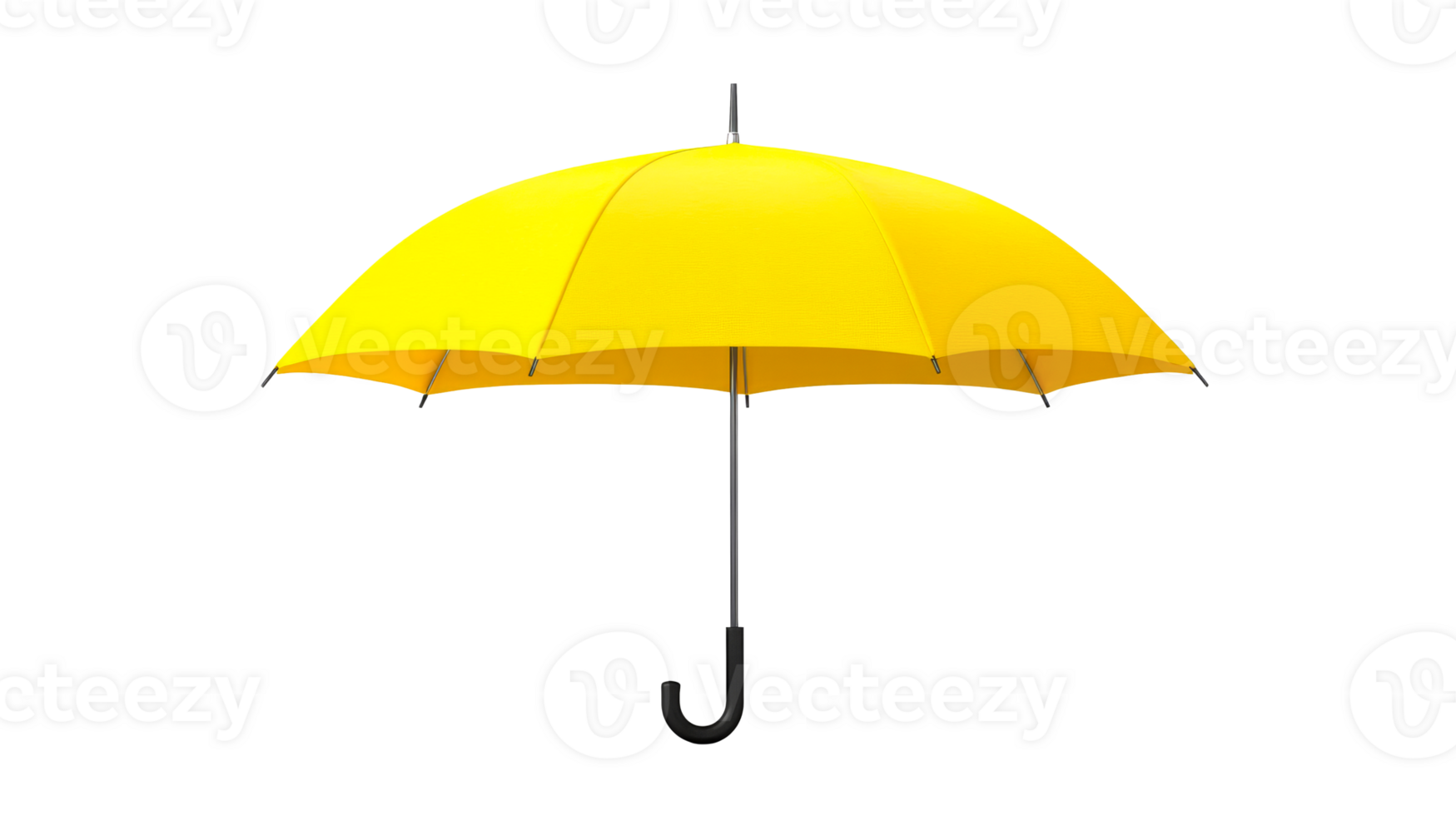 Open yellow umbrella for rain protection, isolated, cut out transparent png