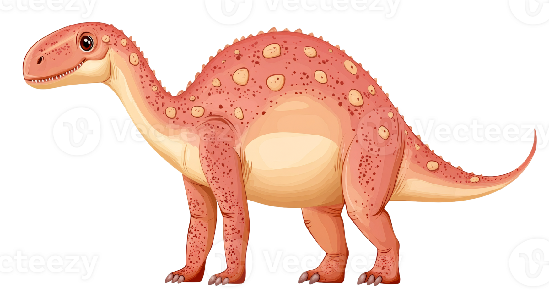 Cartoon dinosaur with long neck, prehistoric creature, cut out transparent png