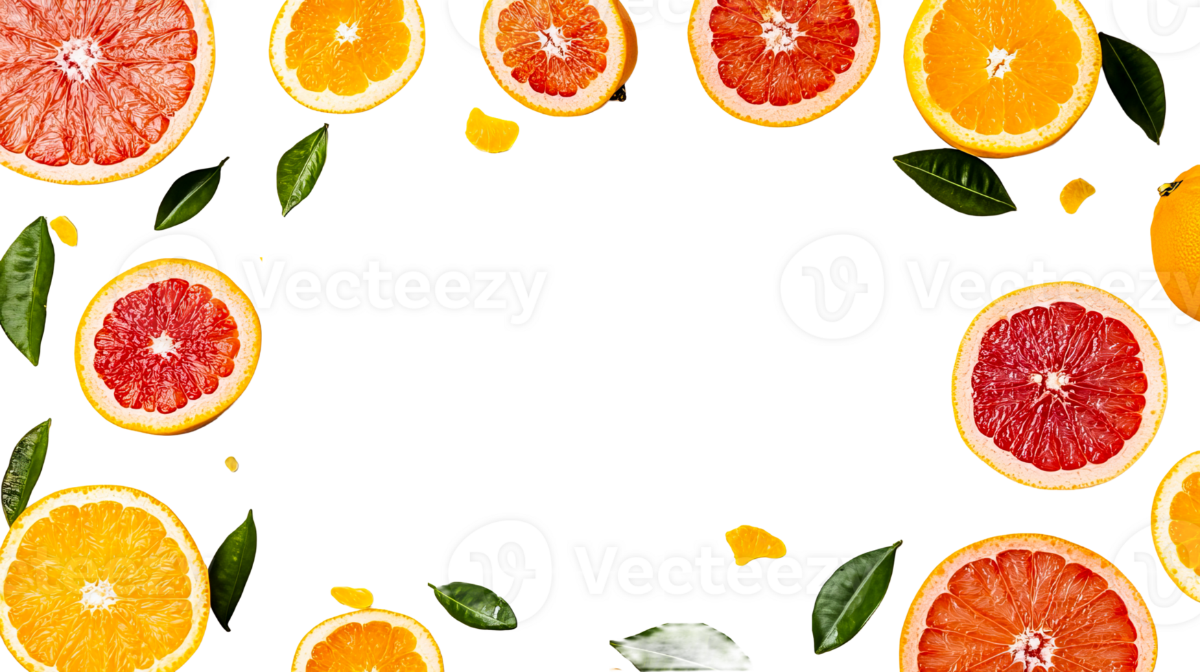 Citrus halves arrangement background, orange and grapefruit, cut out transparent png