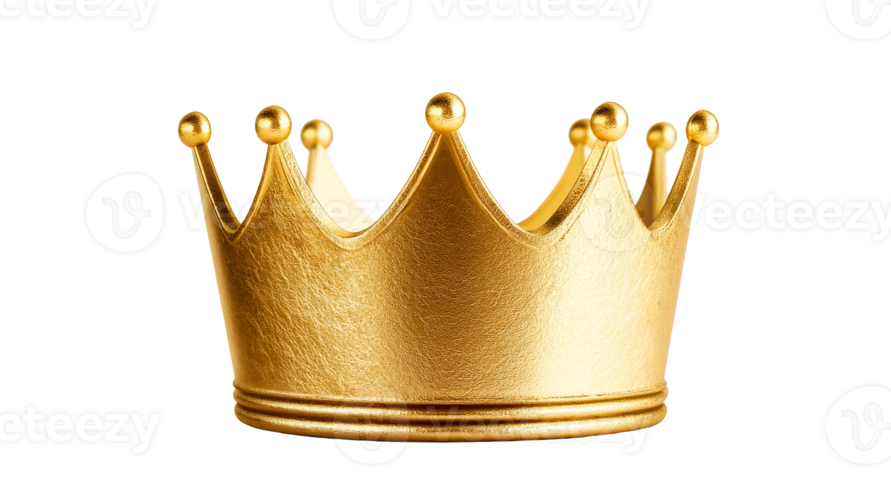Golden textured crown with spikes and spheres, cut out transparent png