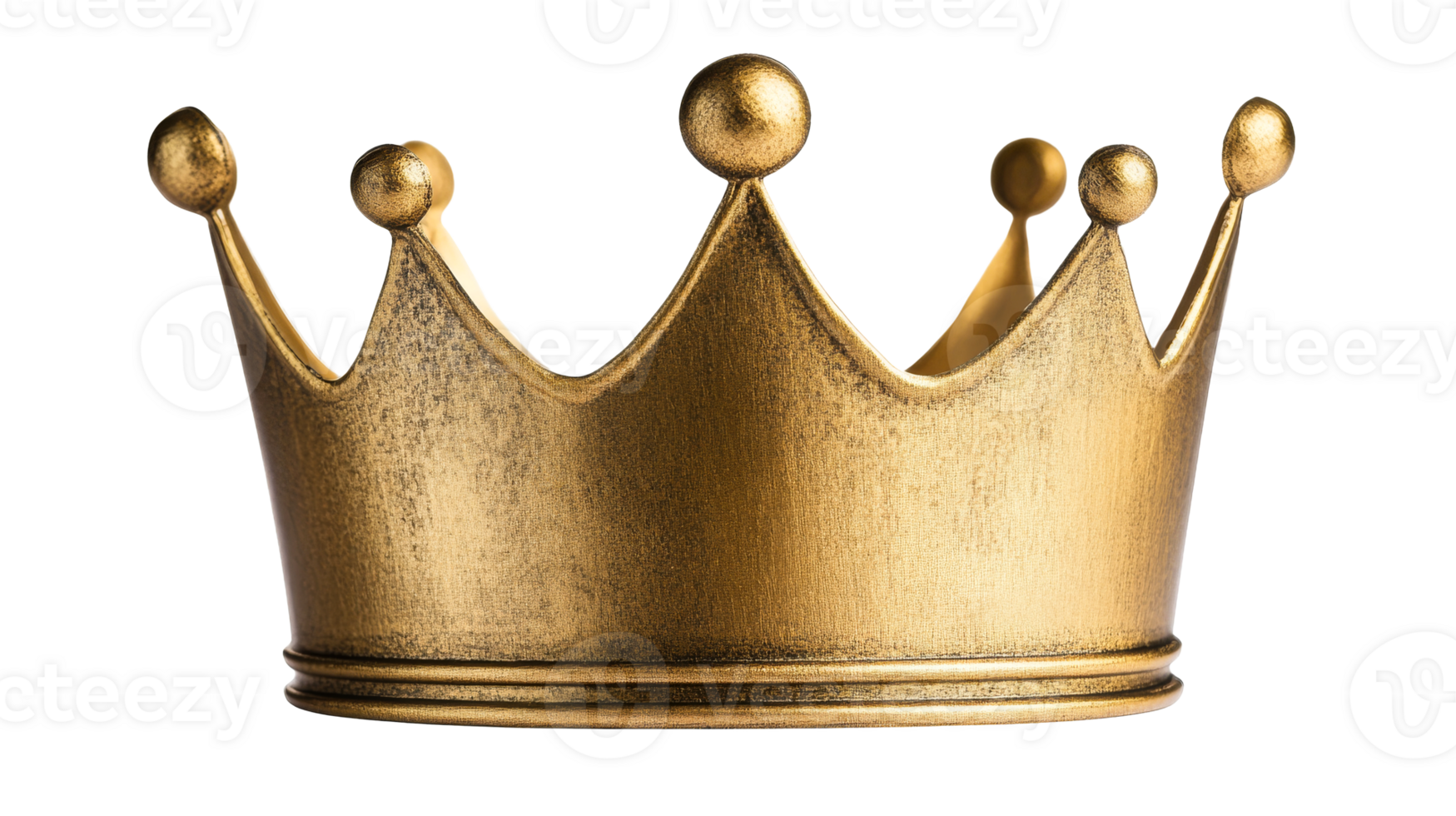 Golden crown with ornate details and intricate designs, cut out transparent png