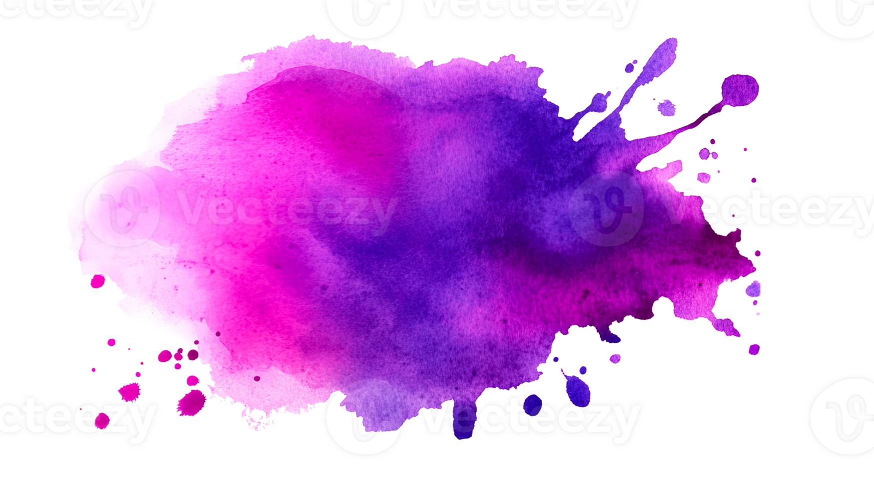 Watercolor stain in violet and pink hues, cut out transparent png