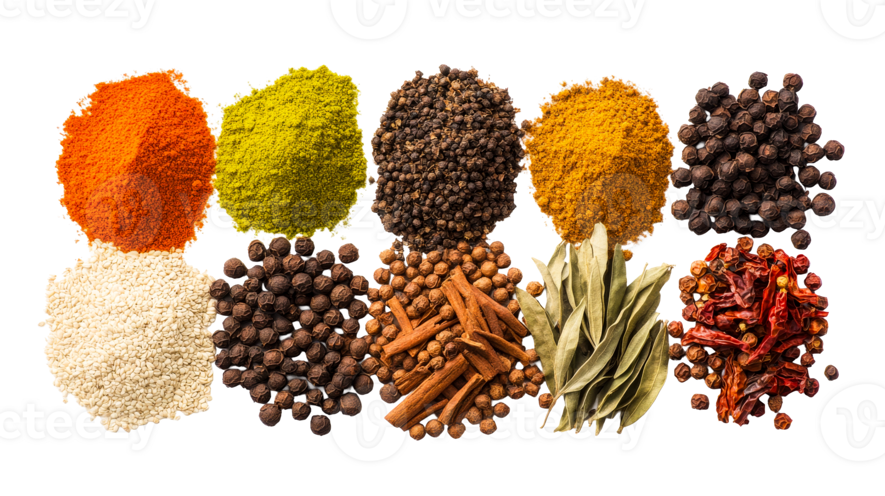 Spices assortment with culinary ingredient, herbs flavoring , cut out transparent png