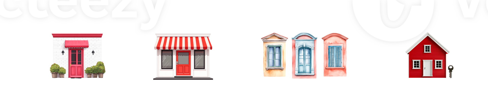 Various styles of architectural home designs , cut out transparent png