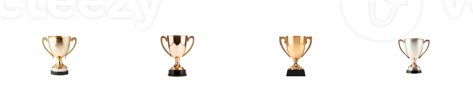 Different champion cups for winners and achievements, cut out transparent png