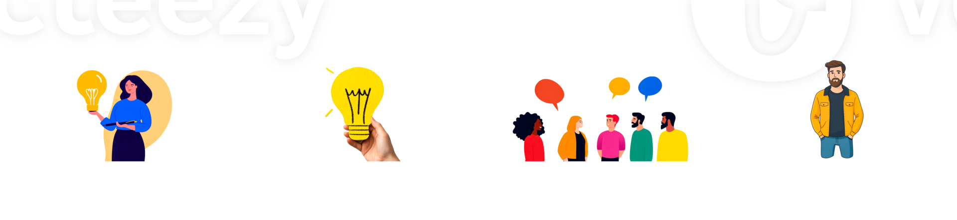 People creating ideas and concepts with teamwork, brainstorming, cut out transparent png