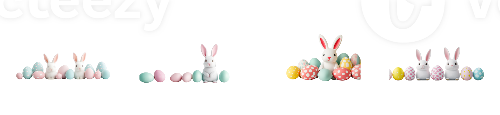 Easter theme, bunnies, eggs arrangement, seasonal holidays, cut out transparent png