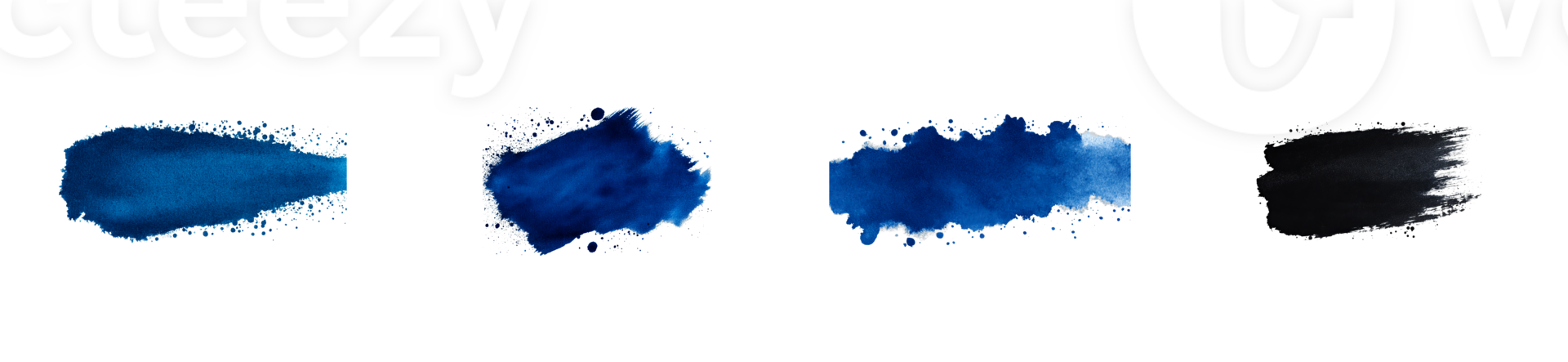 Dark blue watercolor strokes and textures, cut out transparent png