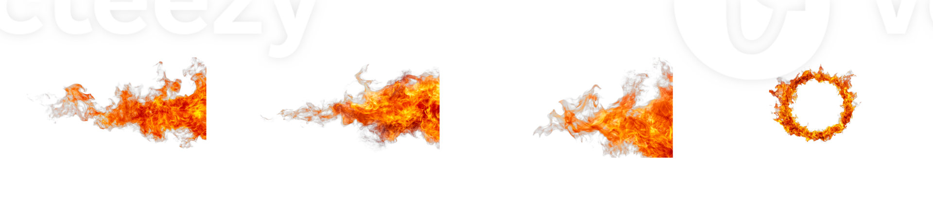 Flames emerge from background, ring of fire and smoke , cut out transparent png