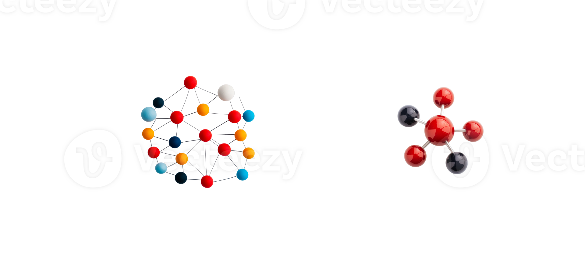 Abstract colorful atom and net structure, cut out transparent png