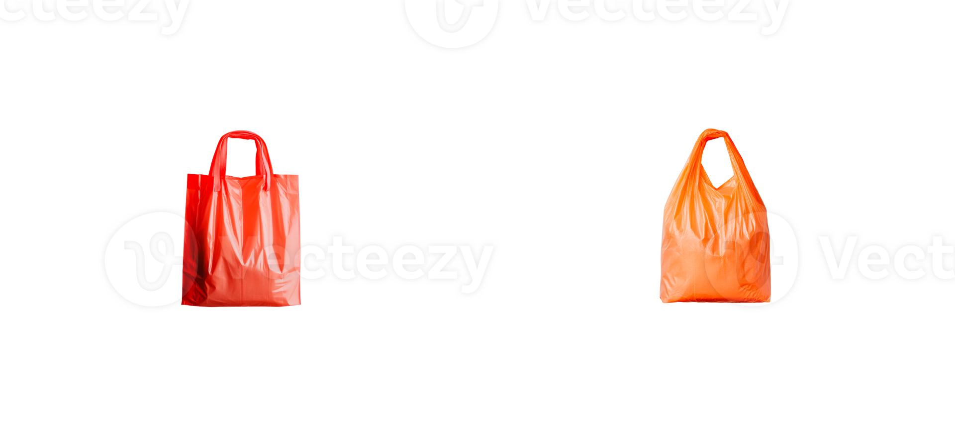 Plastic carrier bags of red and orange, waste reduction, cutout transparent png