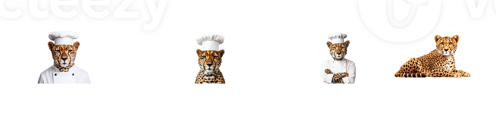Chef leopard in uniform, mammal cooking portrait , cut out transparent png