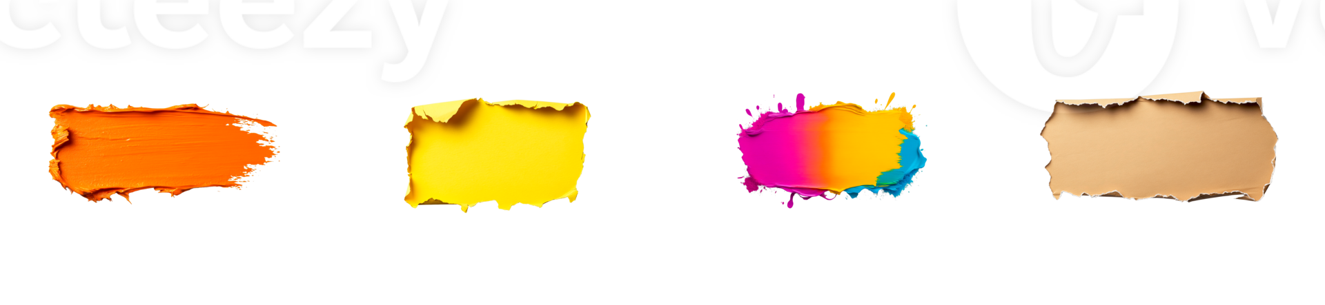 Vivid artistic texture, brushstrokes background element, colors palette smears, cut out transparent png