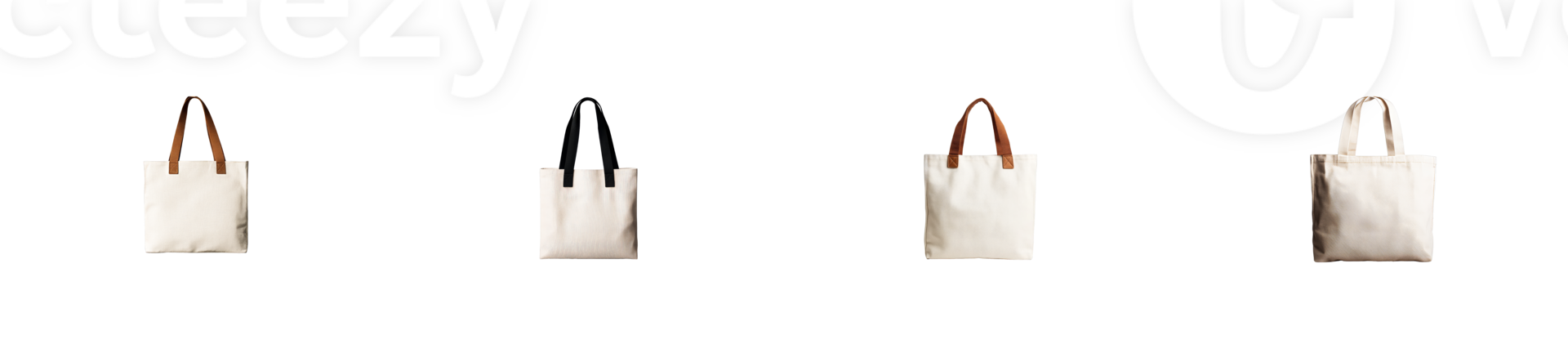 Tote bags isolated on a black background. Cotton bags in various colors, cut out transparent png