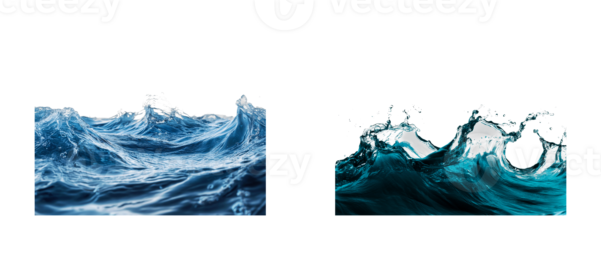 Ocean wave crests colliding, water splash dynamics , cut out transparent png