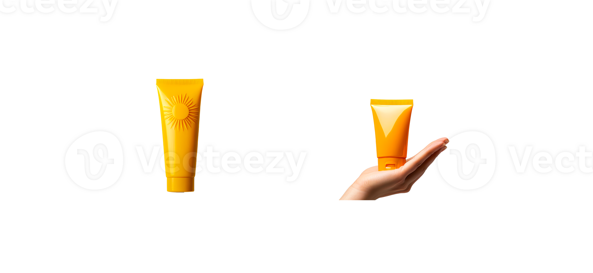 Sunscreen lotion tubes mockup promotion demonstration, cut out transparent png