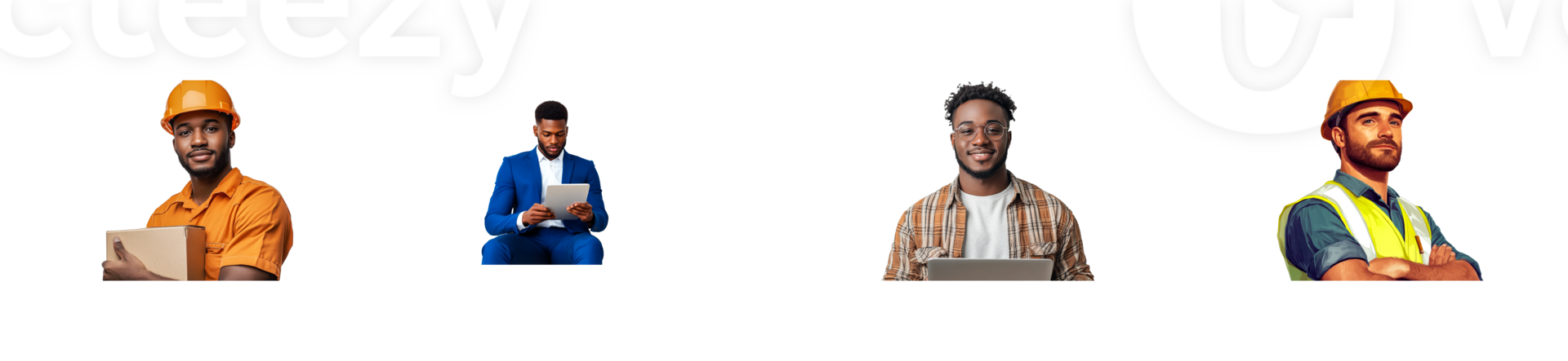 Diverse professionals against black backdrop, cutout transparent png