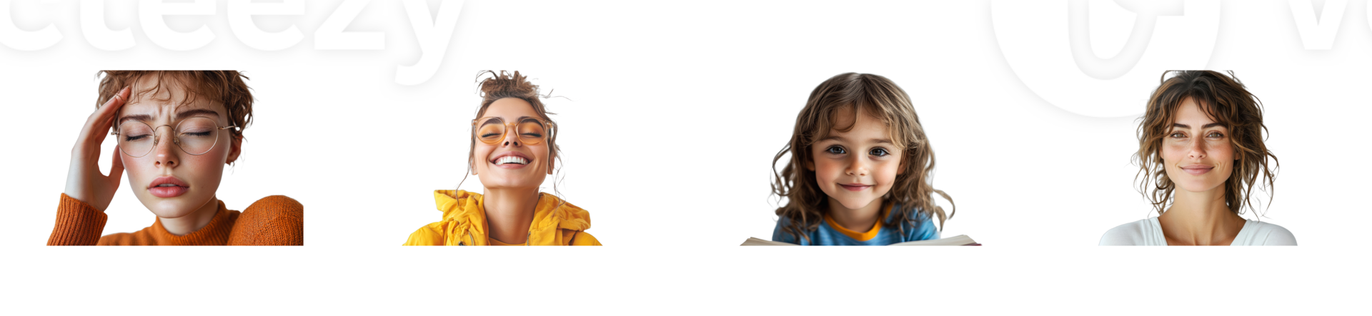 Group of diverse people smiling, posing. Isolated, cut out transparent png