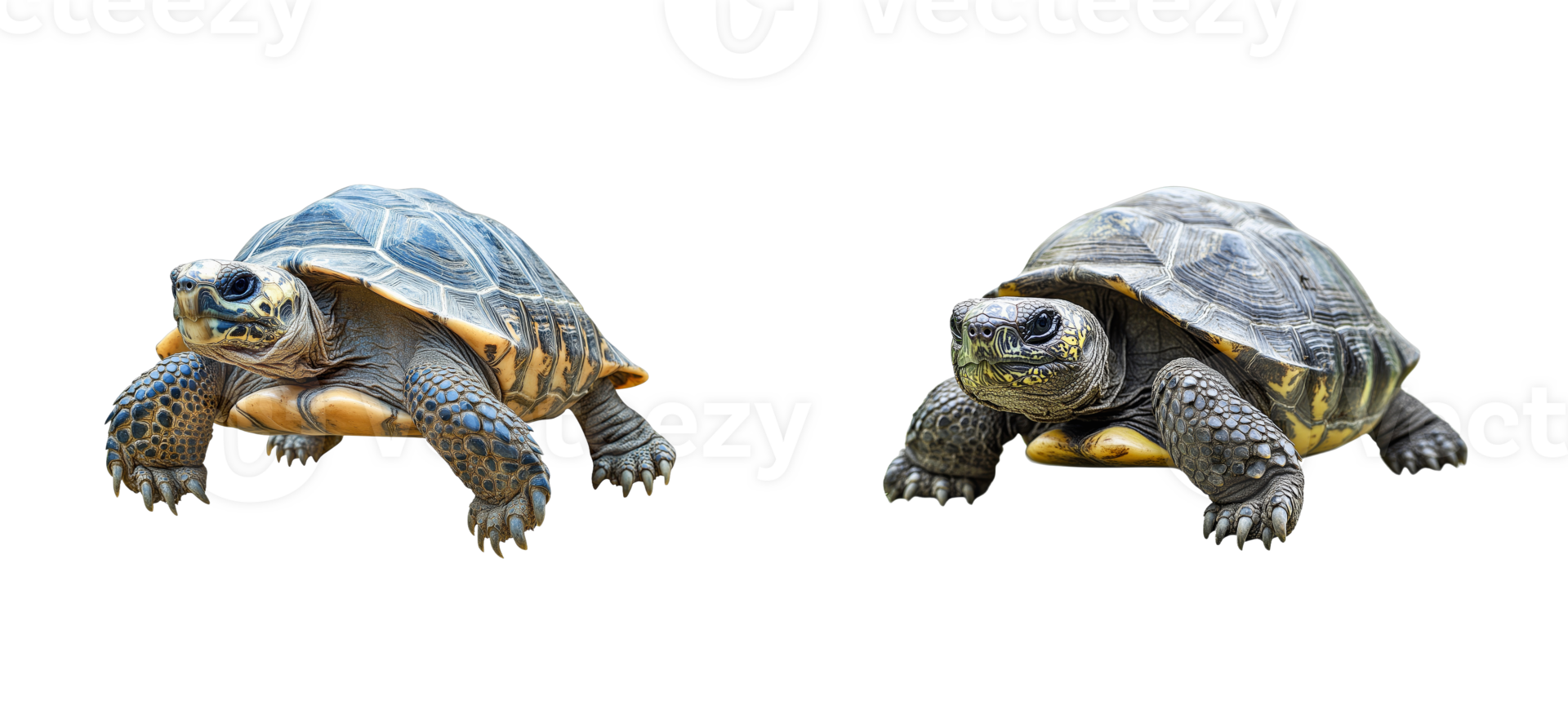 Turtles moving on a transparent background with fine details png