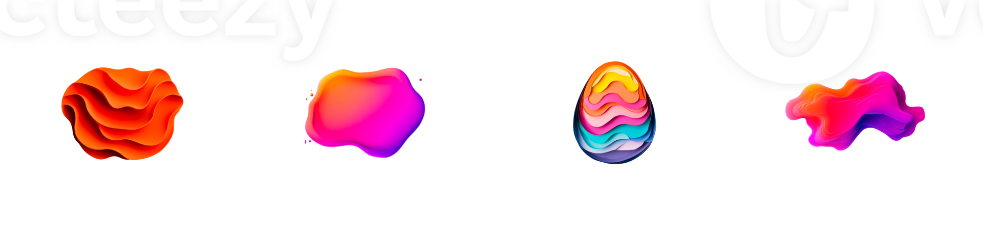 Colorful abstract shapes with gradient on clear background png