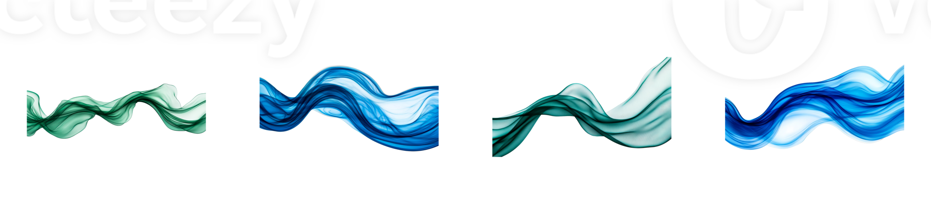 Abstract blue and green waves on a transparent background png