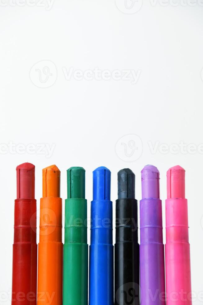 Isolated silky crayons in multiple colors photo