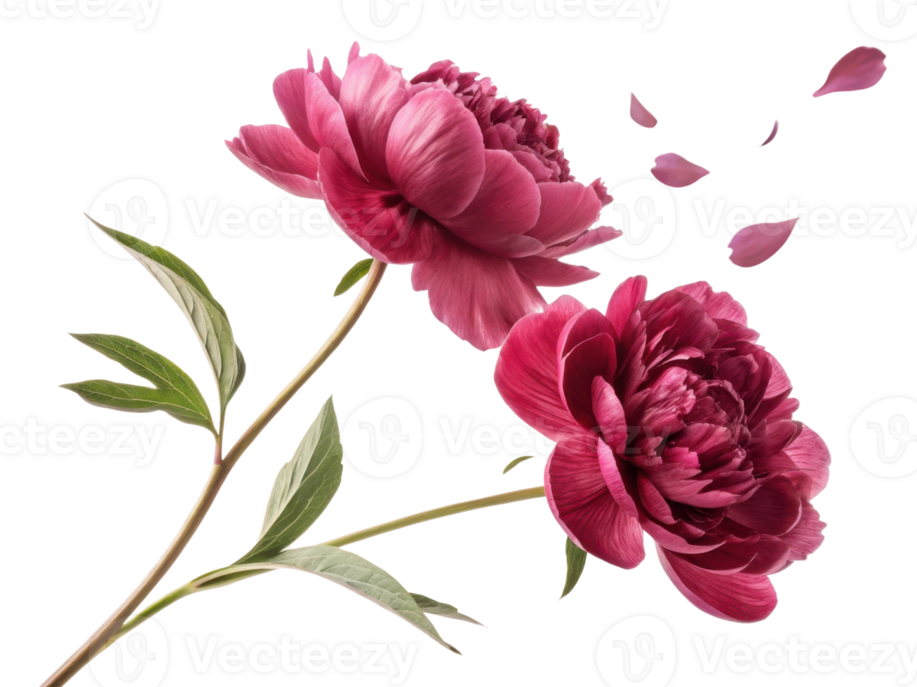 Beautiful peony flowers bloom gracefully, showcasing their vibrant petals and lush green leaves, evoking sense of tranquility and elegance png