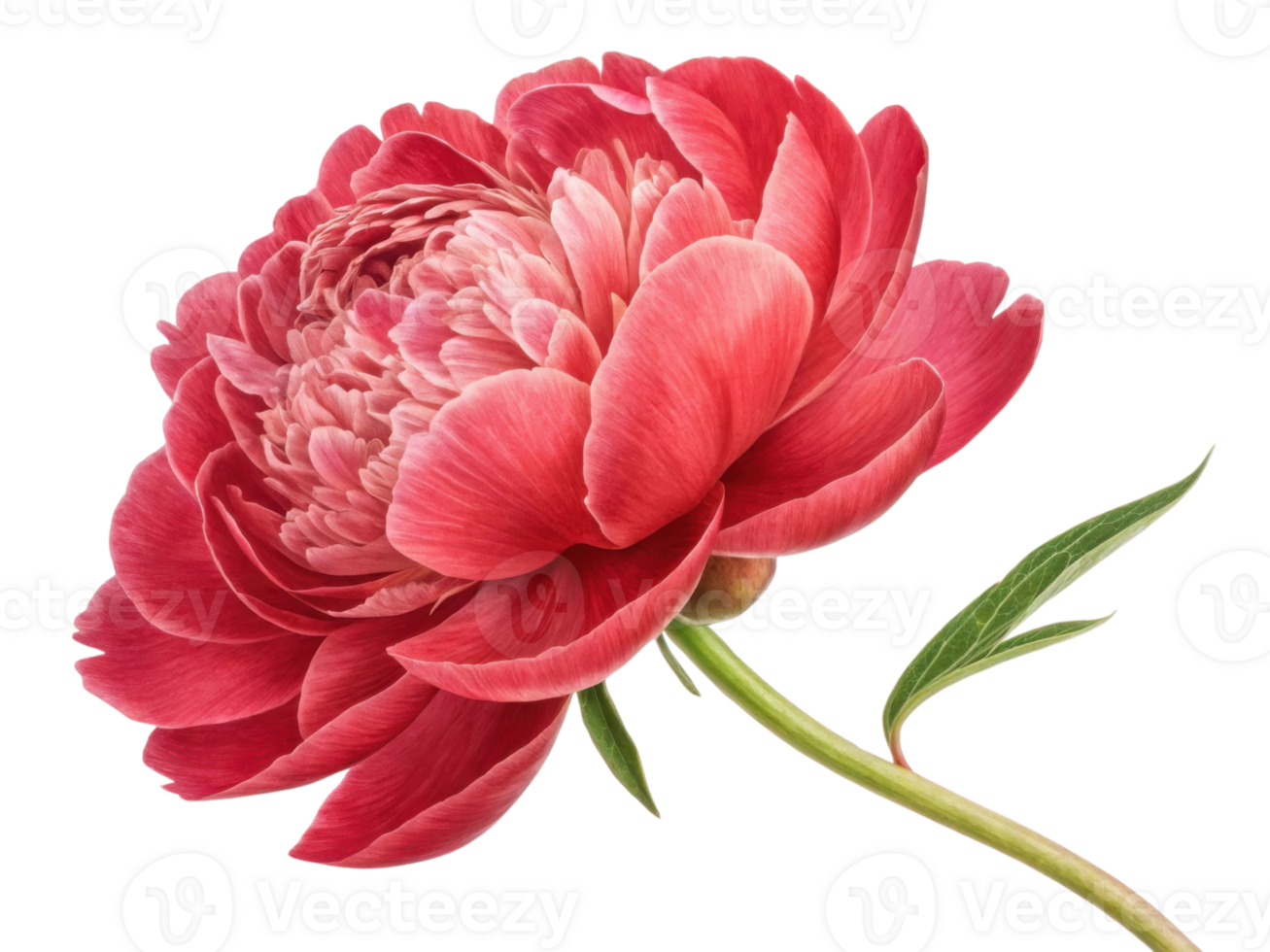 stunning peony flower showcases vibrant red petals and intricate layers, symbolizing beauty and elegance in nature design png