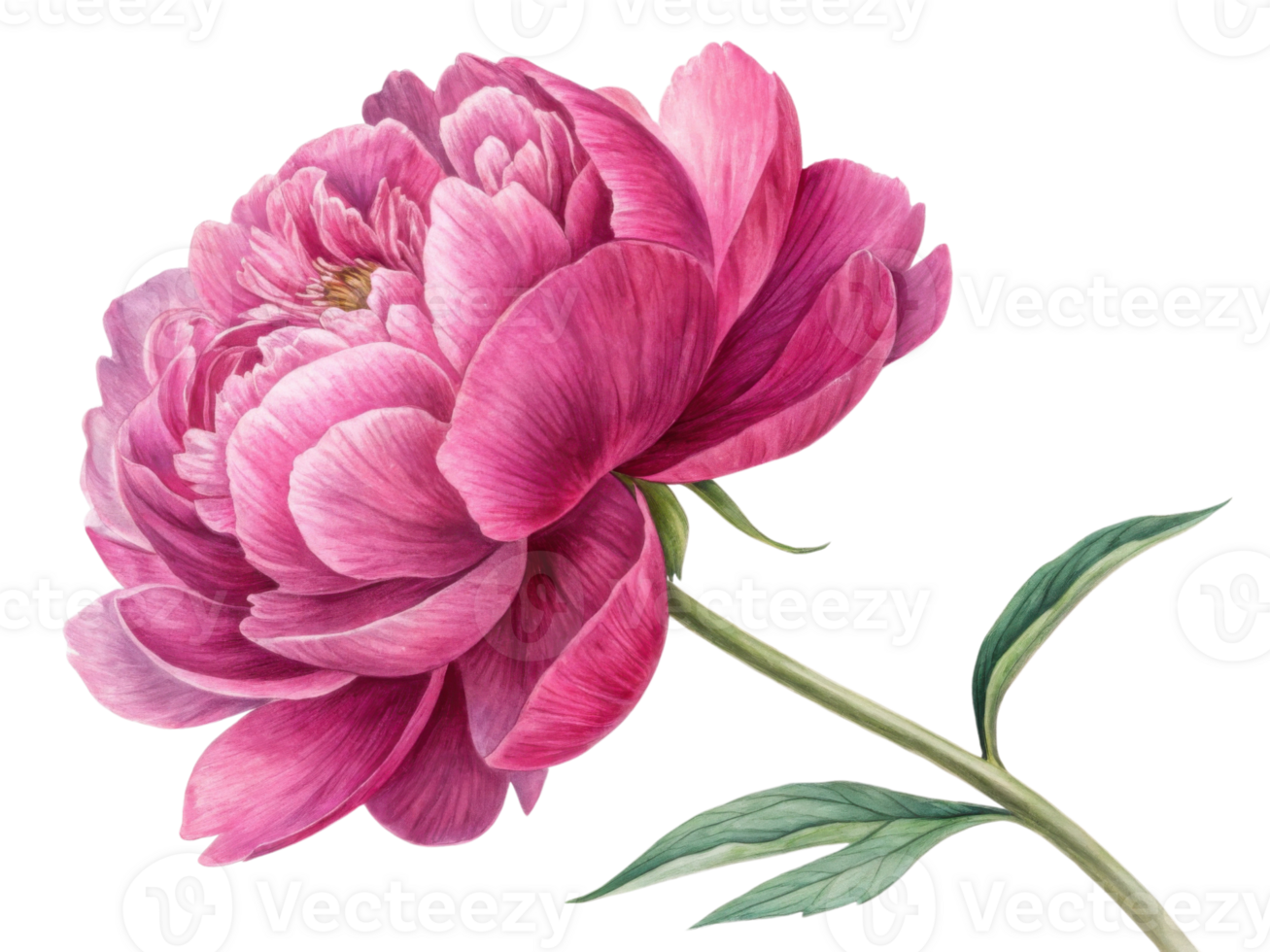 stunning peony flower showcases vibrant pink petals and lush green leaves, embodying beauty and elegance in nature design png