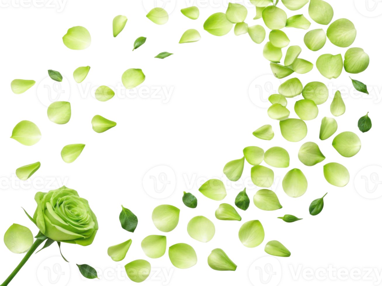 beautiful rose flower surrounded by delicate green petals creates serene and calming atmosphere png