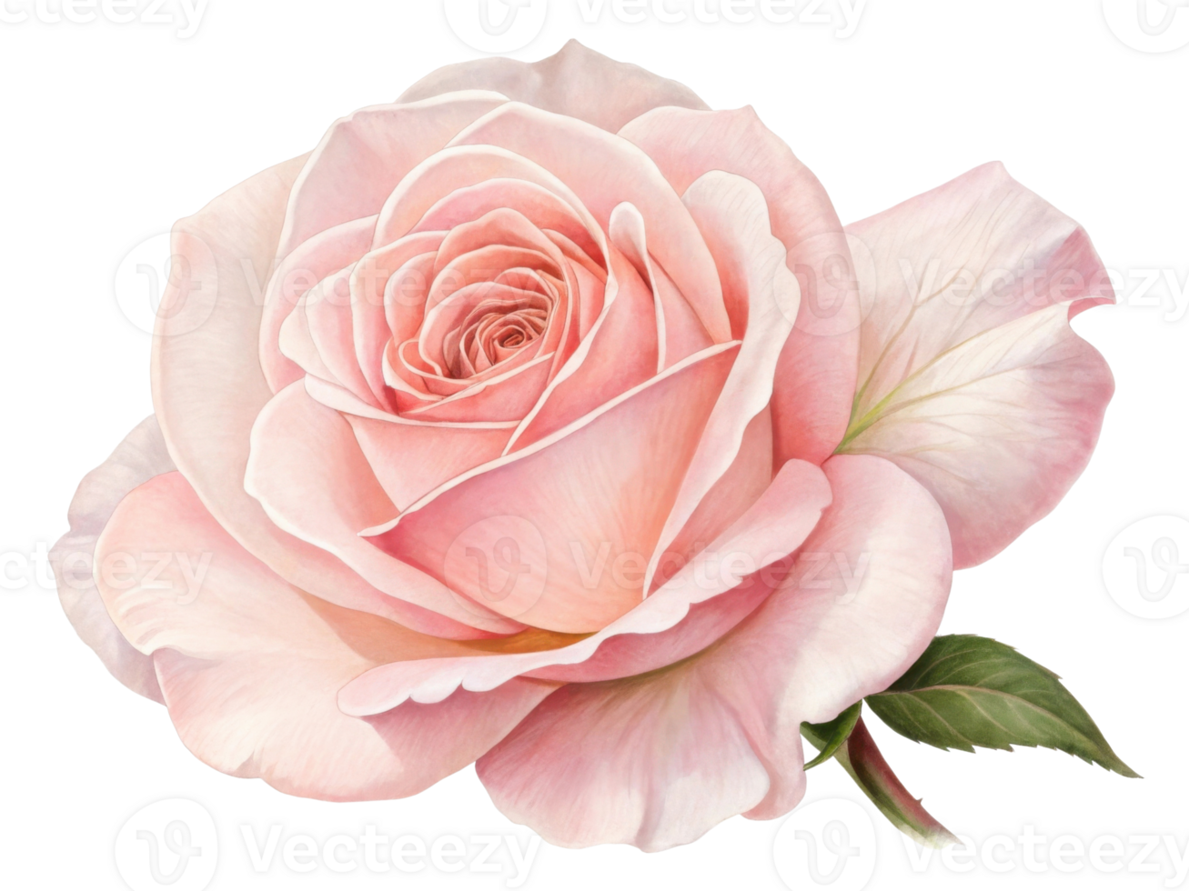 beautiful rose flower in soft pink hues showcases delicate petals and lush green leaves, evoking feelings of love and tranquility png