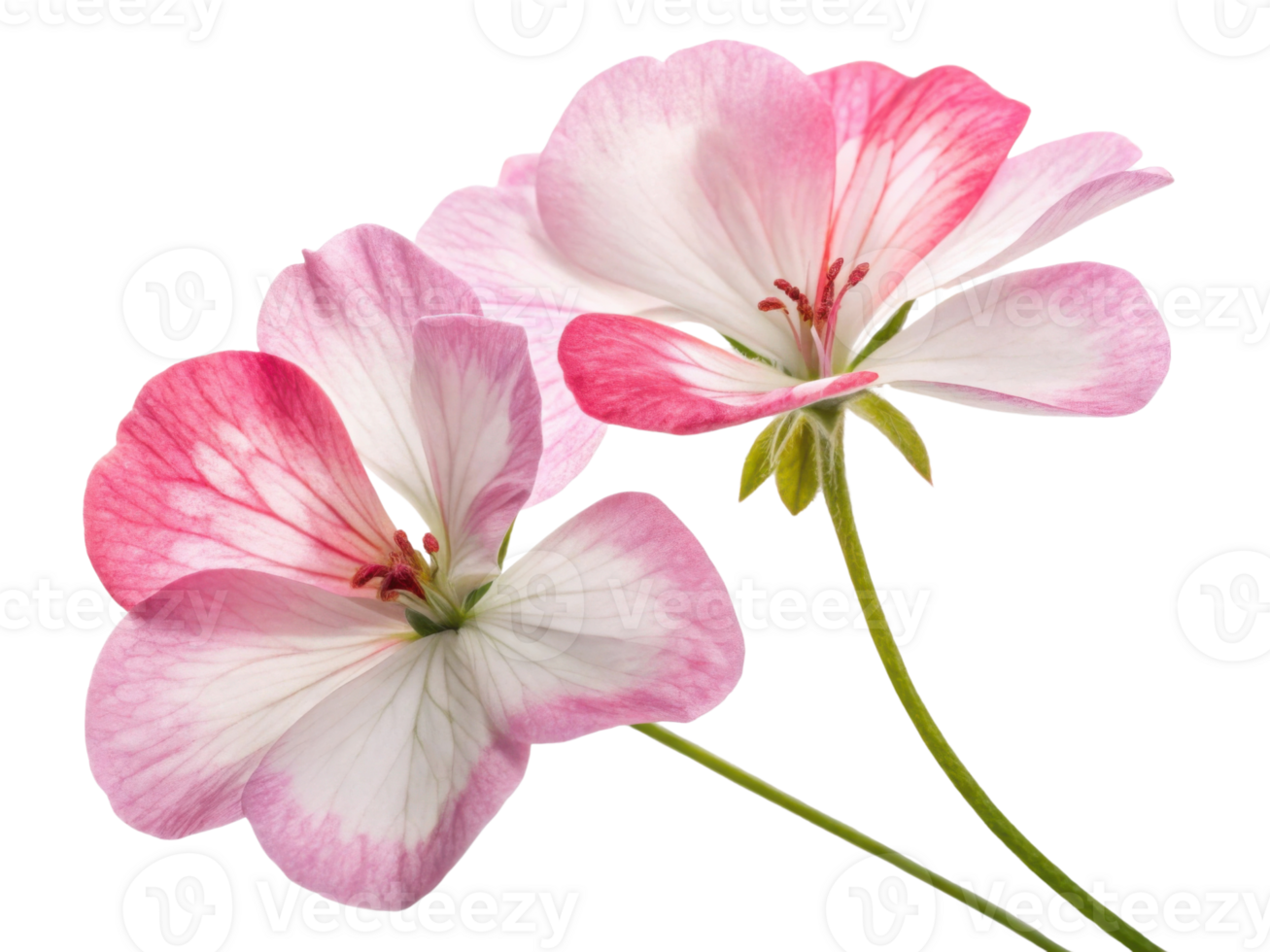 Beautiful geranium flowers bloom with delicate pink and white petals, showcasing nature artistry in vibrant colors and intricate details png