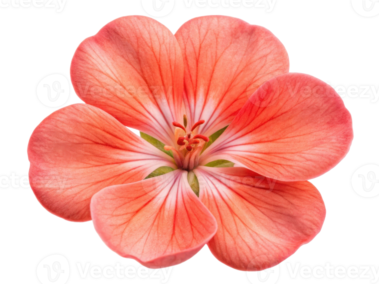 beautiful geranium flower with vibrant coral petals showcases delicate veins and charming appearance, perfect for any garden setting png