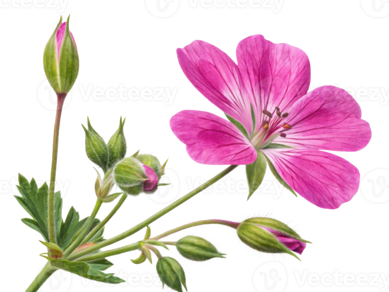 vibrant geranium flower showcases delicate pink petals and lush green leaves, embodying beauty of nature artistry png