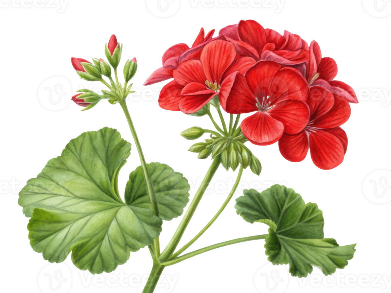Beautiful red geranium flowers bloom vibrantly against lush green leaves creating stunning natural display png