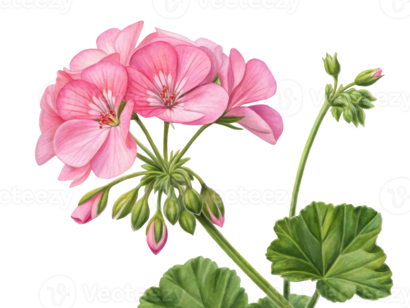 Beautiful geranium flowers bloom gracefully, showcasing their delicate pink petals and vibrant green leaves in stunning display of nature png