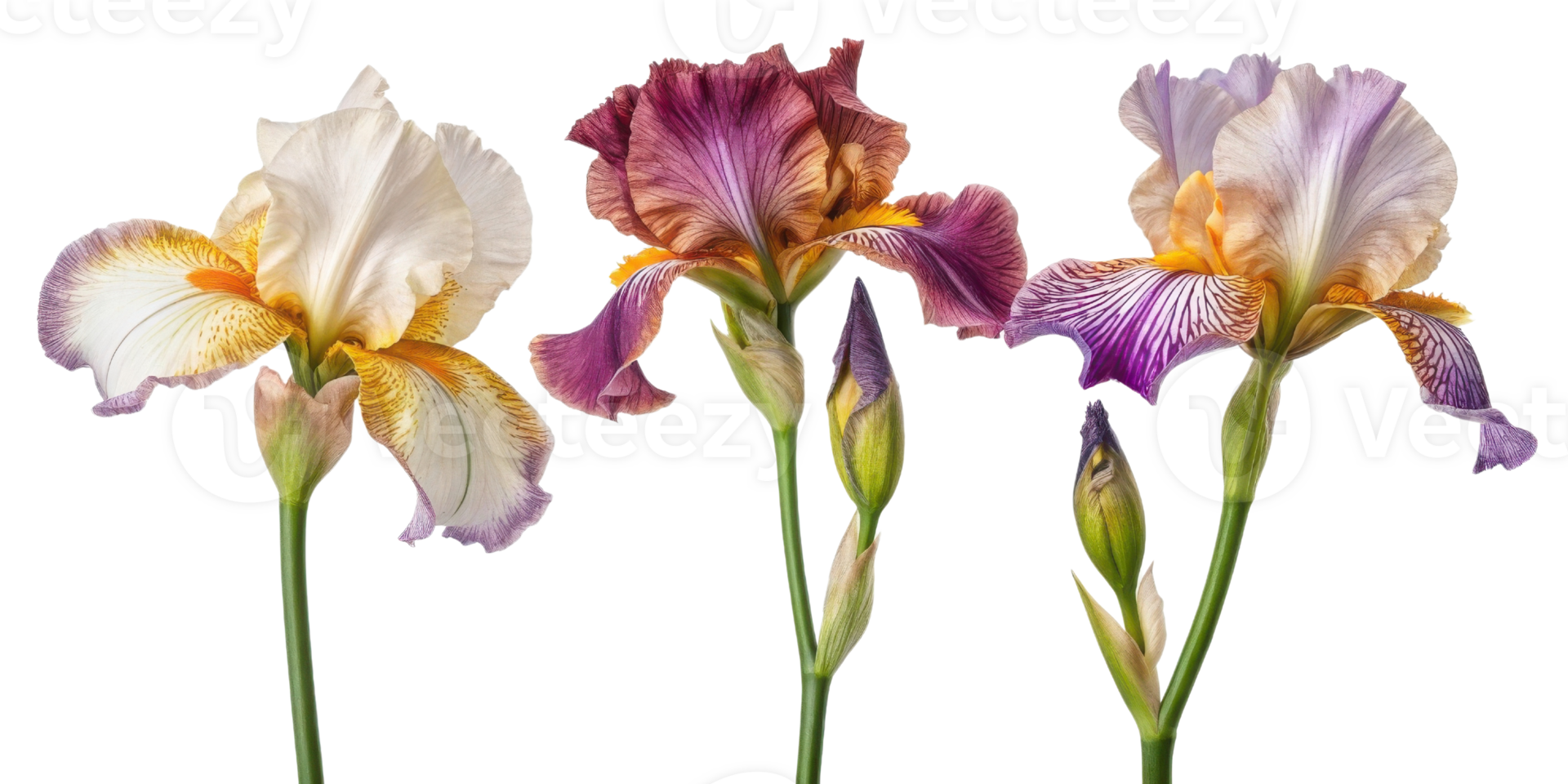 Beautiful iris flowers showcase vibrant colors and delicate petals, creating stunning display of nature artistry png