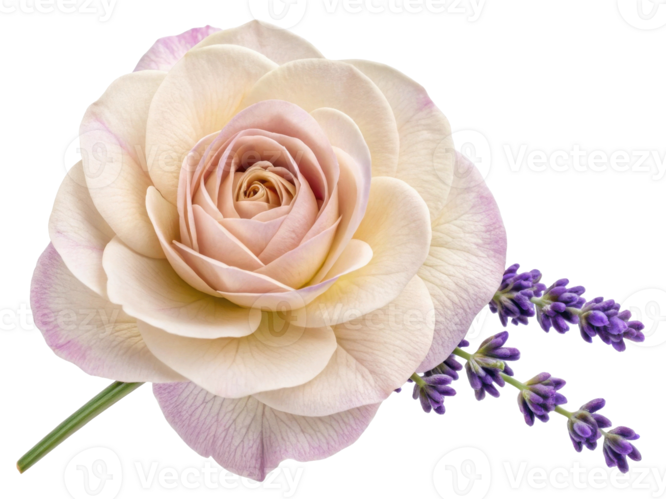 beautiful lavender flower complements delicate rose, creating serene and elegant floral arrangement that evokes tranquility png