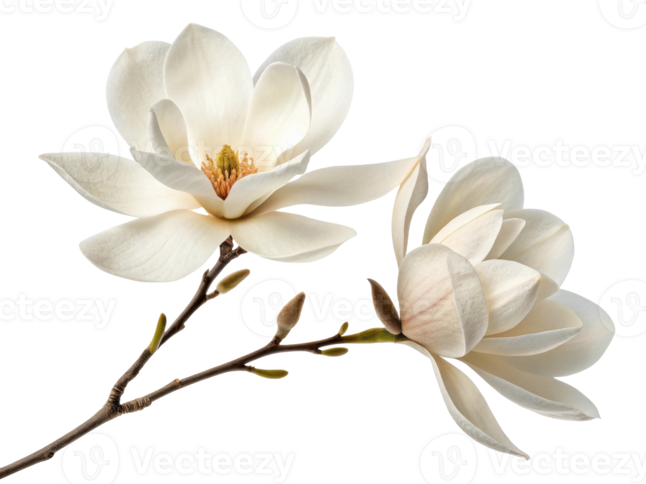 Magnolia flowers bloom gracefully showcasing their delicate petals and vibrant centers, creating serene and beautiful atmosphere png