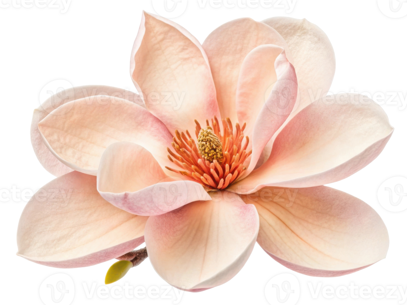 beautiful magnolia flower blooms with soft pink petals and vibrant orange stamens, radiating elegance and tranquility png