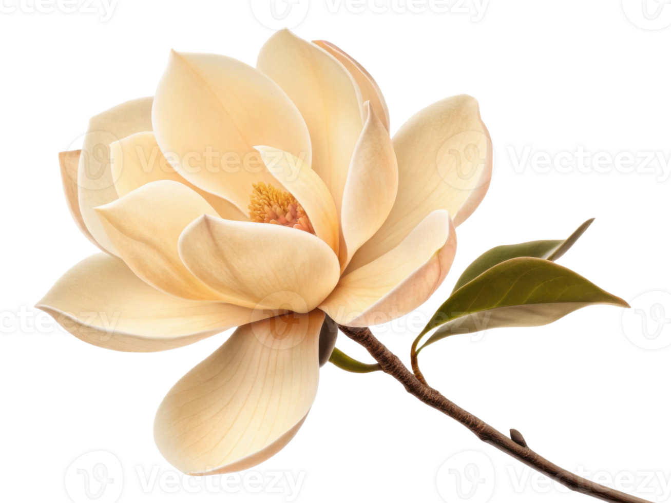 beautiful magnolia flower blooms gracefully with soft petals and delicate yellow center, symbolizing elegance and tranquility png