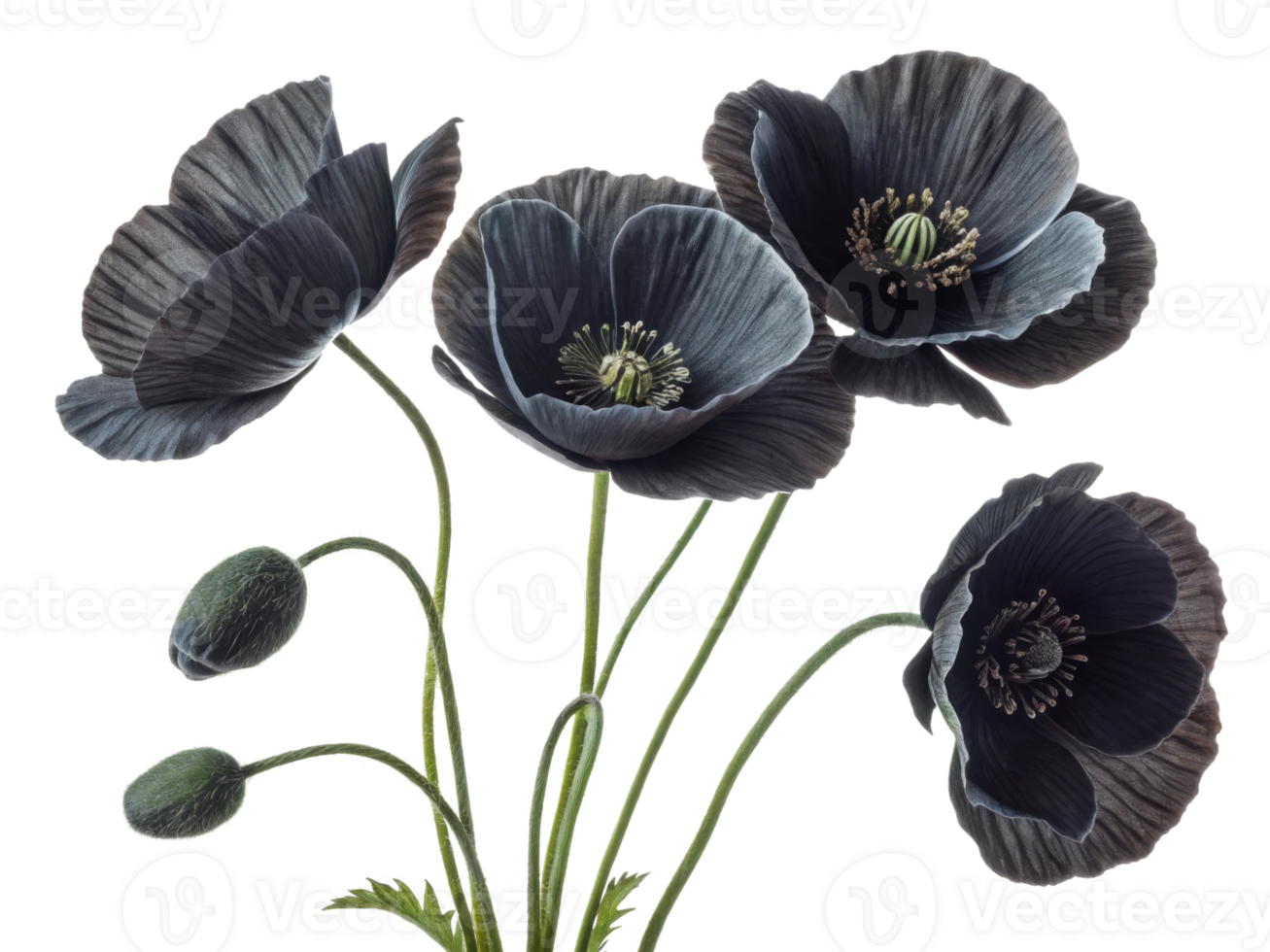 Beautiful poppy flowers bloom gracefully, showcasing their delicate petals and vibrant colors, creating stunning visual display png