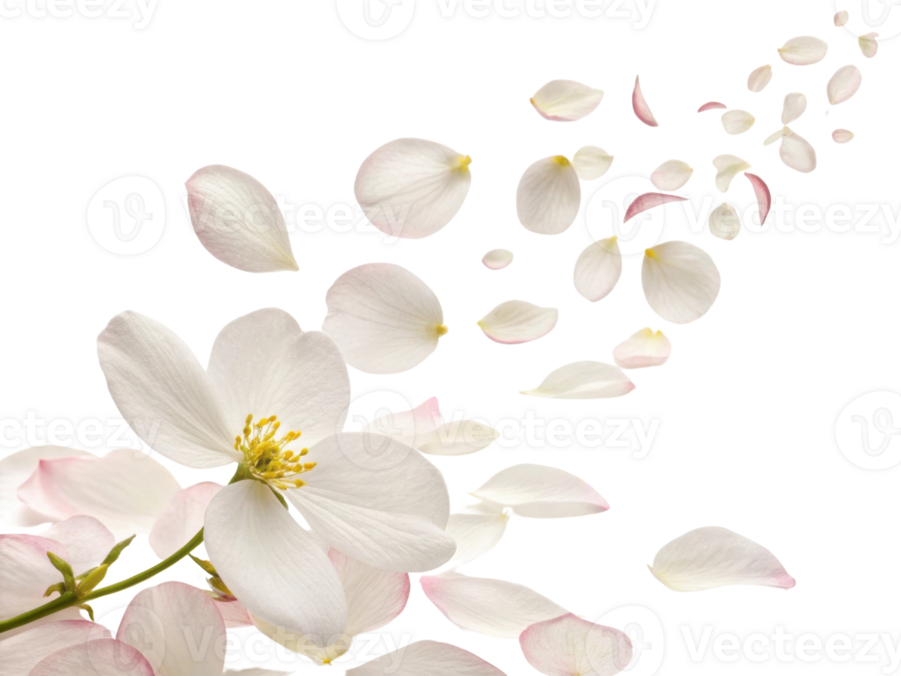 Delicate begonia flowers gracefully scatter their petals, creating serene and beautiful scene that evokes tranquility and elegance png