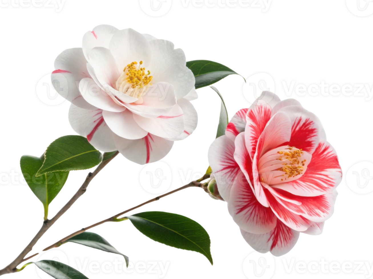 Beautiful camellia flowers bloom gracefully, showcasing their delicate petals and vibrant colors, true symbol of nature elegance png