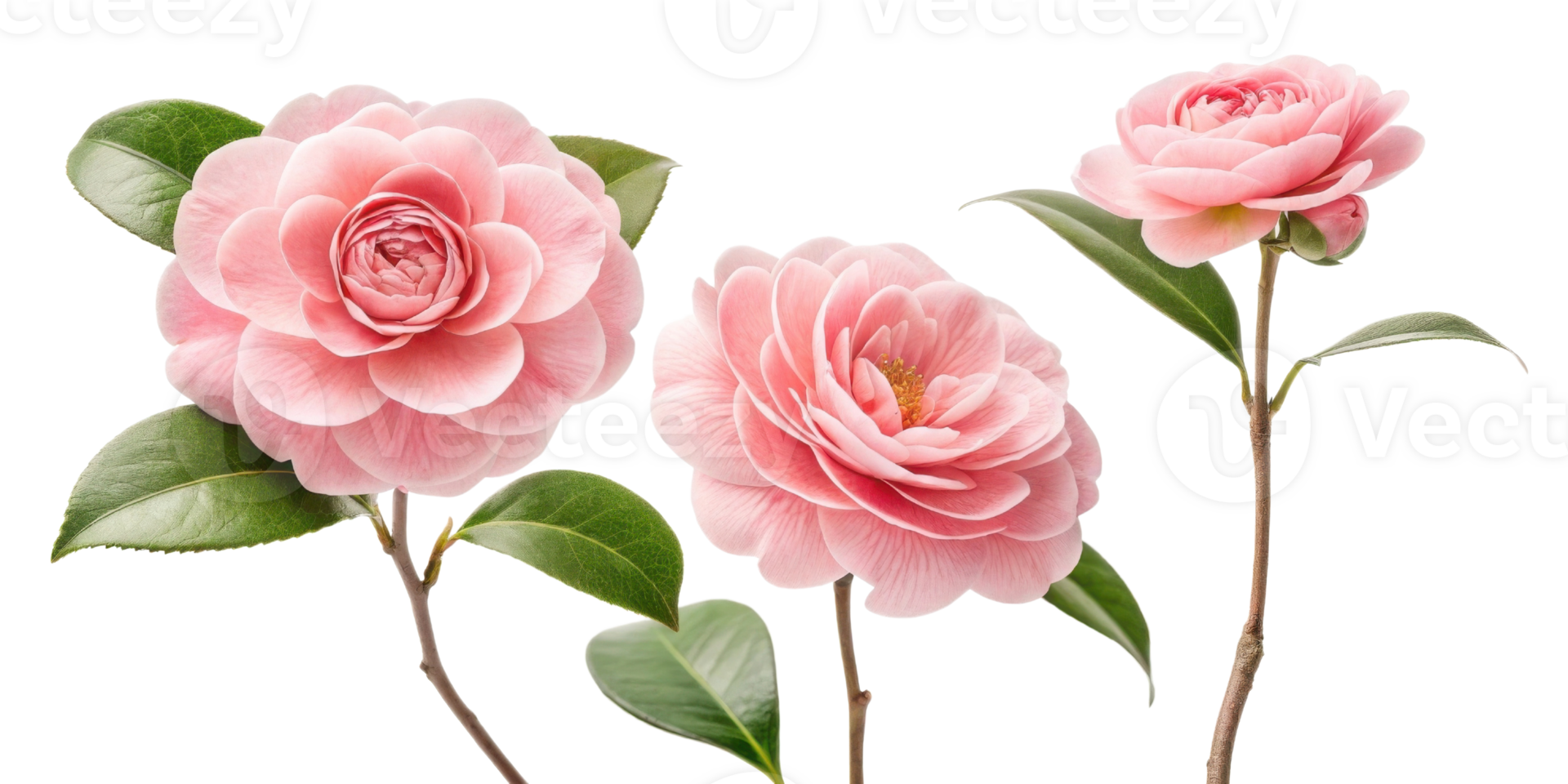 Beautiful camellia flowers bloom gracefully, showcasing their delicate petals and vibrant colors, perfect for any floral arrangement png