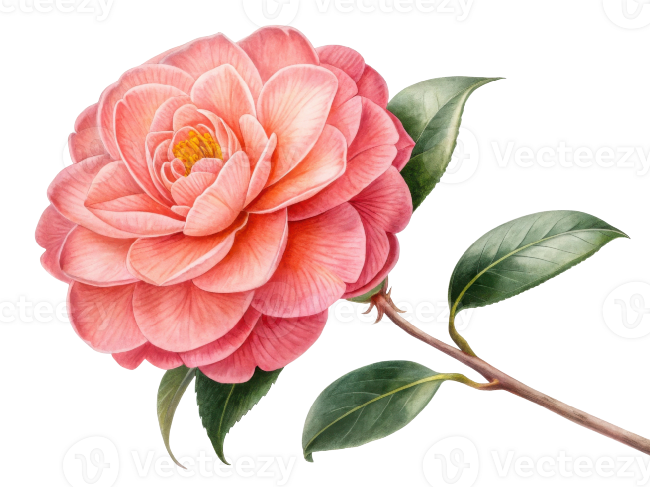 beautiful camellia flower blooms with soft pink petals and vibrant green leaves, showcasing nature elegance and charm png