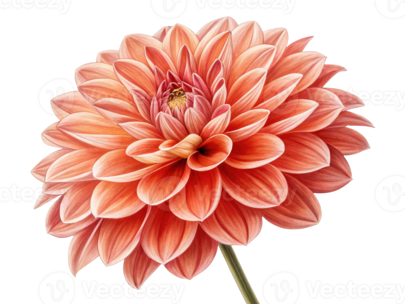 stunning dahlia flower in vibrant shades of orange showcases intricate petals that create captivating visual appeal png