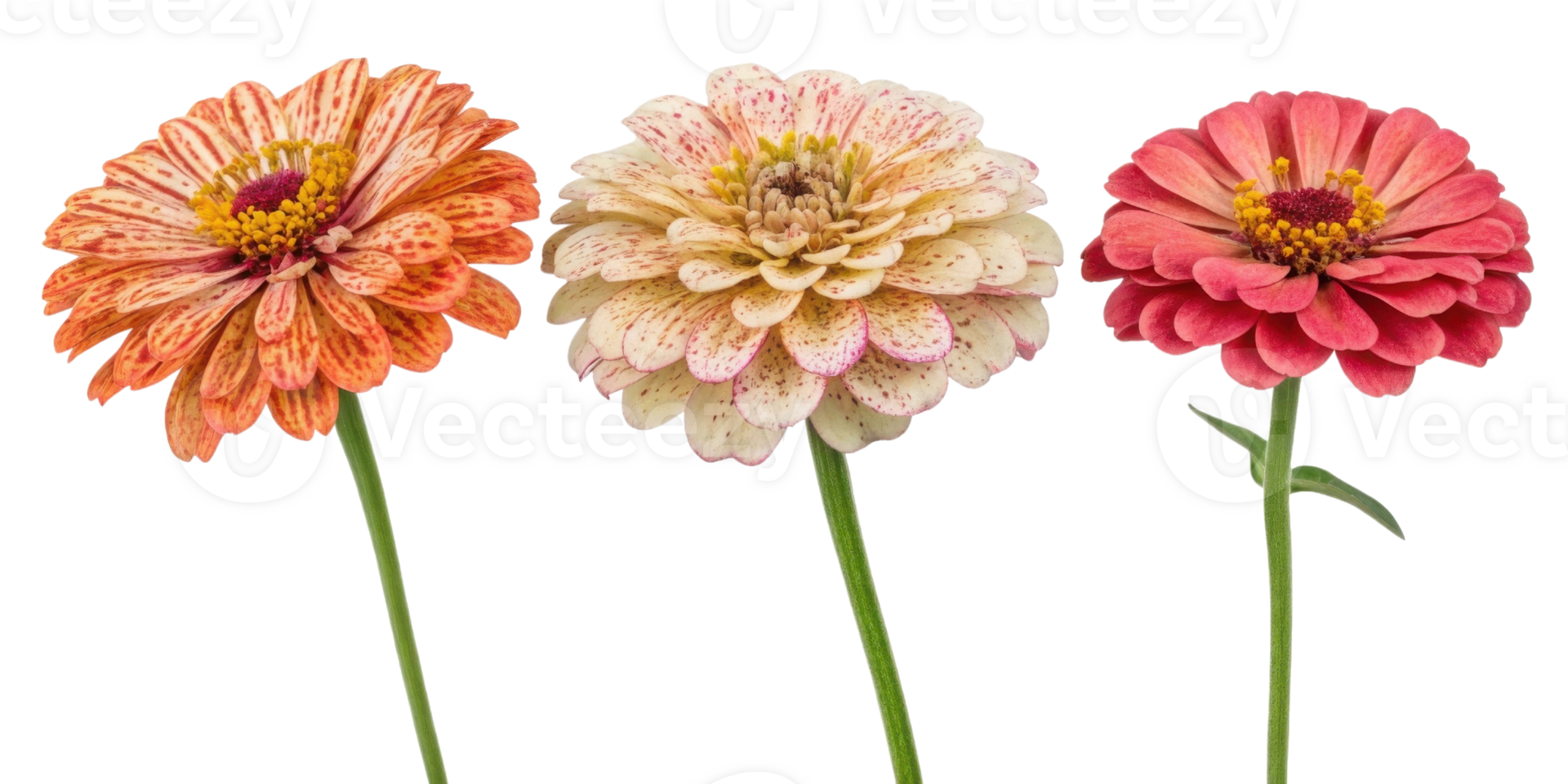 Beautiful zinnia flowers in vibrant colors showcase their unique petals and charm, perfect for brightening any garden or bouquet png