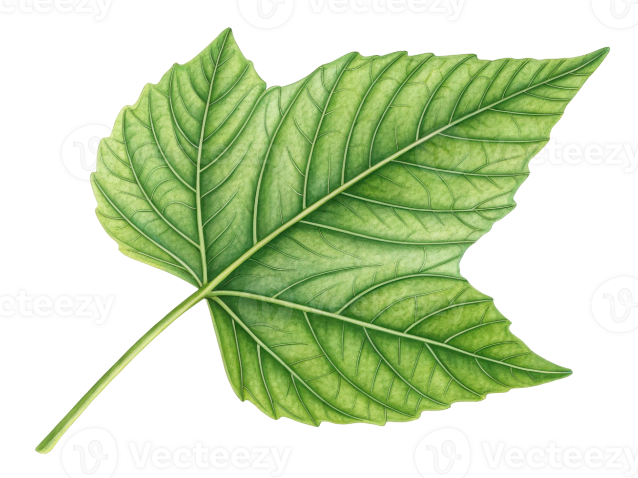 detailed illustration of green leaf showcasing its intricate veins and texture, symbolizing nature beauty and vitality png